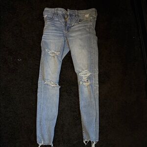 American Eagle Outfitters Light Blue Distressed Skinny Jeans
